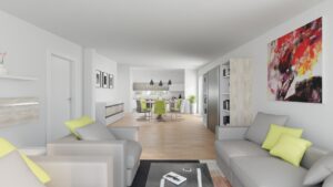 Wohnzimmer, Blick Küche