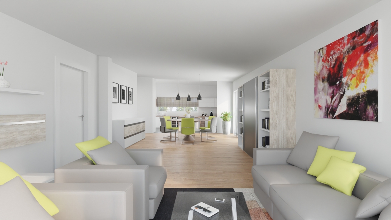 Wohnzimmer, Blick Küche